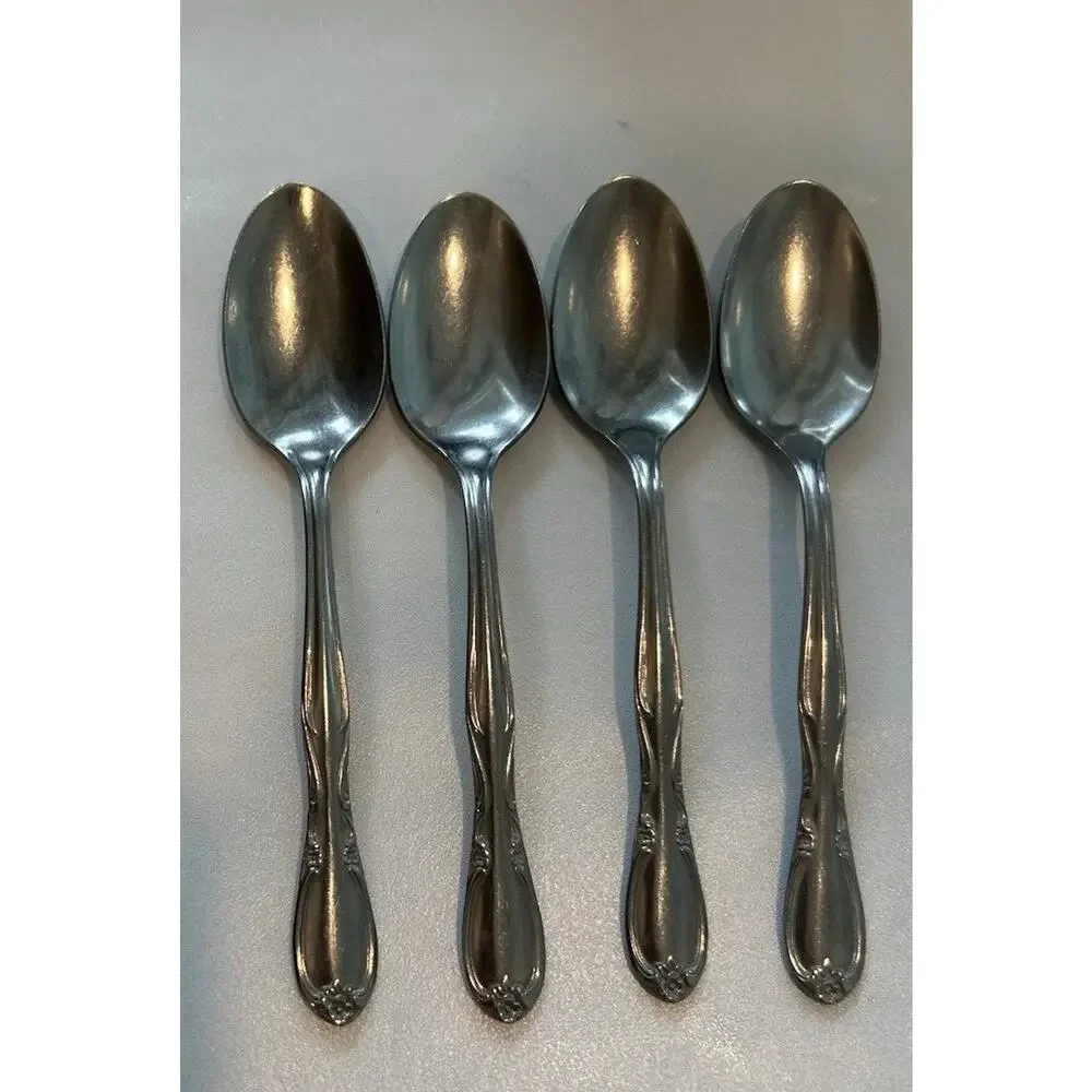 Vtg‎ Superior International Chapel Hill Flatware Set of 4 Dessert Spoons 6” USA